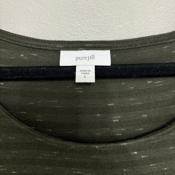 J. Jill PureJill Cotton Blend Babydoll Mini Dress/Tunic in Olive Green - Size L - Picture 3 of 5